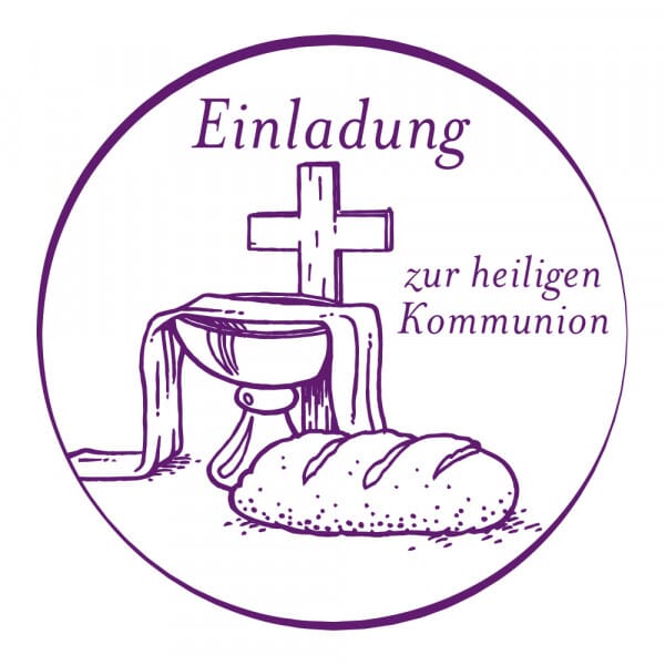 Geburt-Taufe und Kirche Holzstempel - Einladung zur Kommunion (Ø 40 mm)