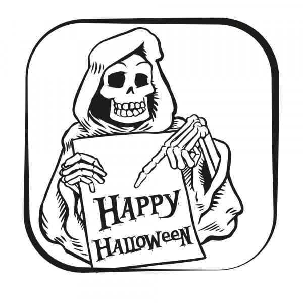 Halloween Holzstempel - Skelett (50x50 mm)