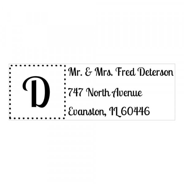 Tampon monogramme rectangulaire - Adresse avec initiales encadrée