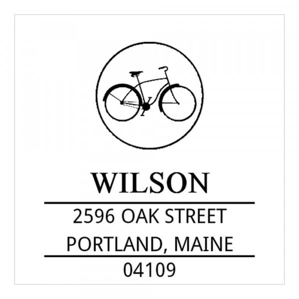 Tampon monogramme carré - Vélo vintage