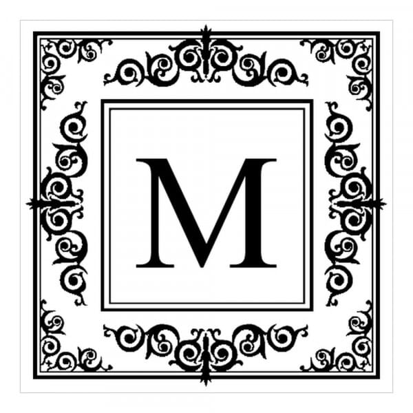 Tampon monogramme carré - Design oriental avec initiales