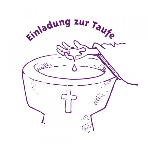 Geburt-Taufe und Kirche Holzstempel - Einladung zur Taufe 2 (Ø 40 mm)