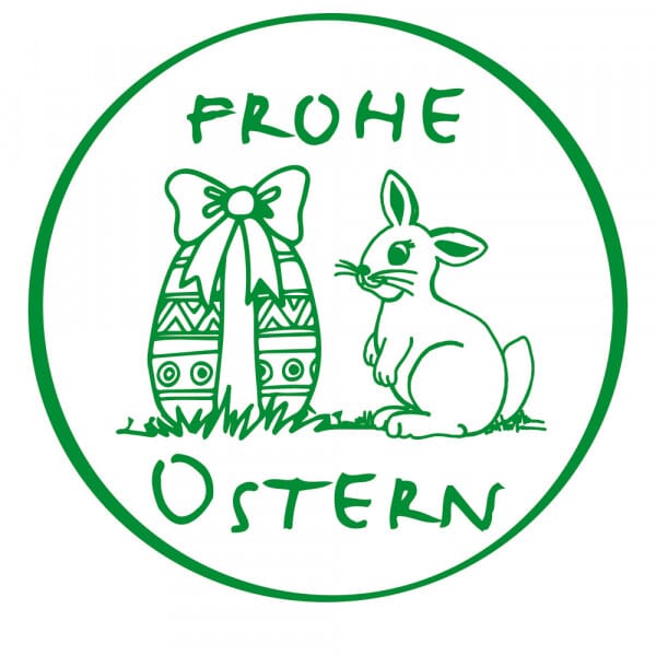 Ostern Holzstempel - Hase Frohe Ostern (Ø 40 mm)