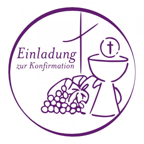 Geburt-Taufe und Kirche Holzstempel - Einladung zur Konfirmation (Ø 40 mm)